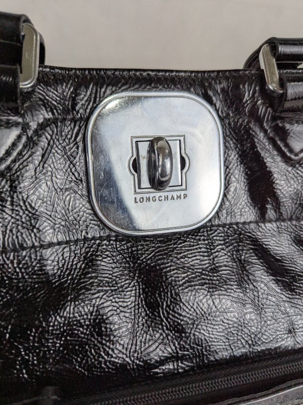 Longchamp Le Pliage Black Leather  Travel Bag Foldable Shoulder Bag Buy it Now - Picture 6 of 16